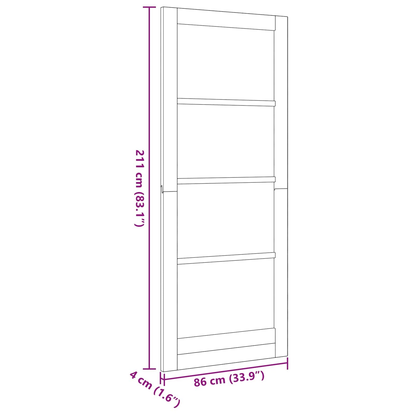 Interior Door 86 x 211 cm Plywood White