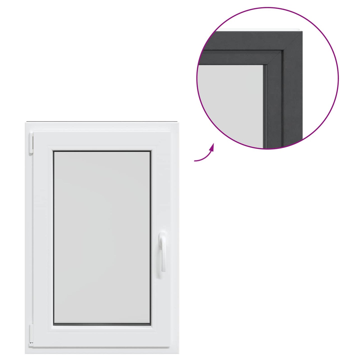 Tilt & Turn Basement Window RISOR 60 x 80 cm PVC and Glass