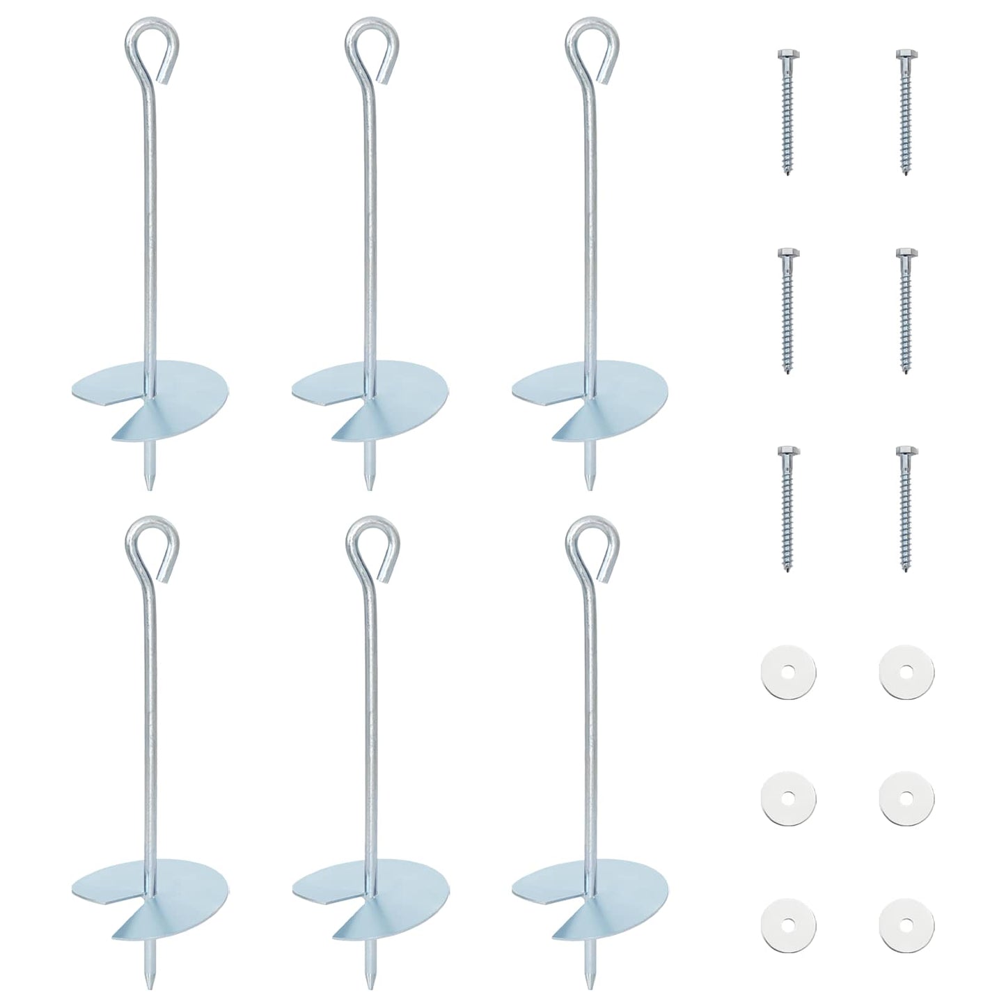 Earth anchor 6 pcs Silver Ø10 x 30 cm Galvanized Metal