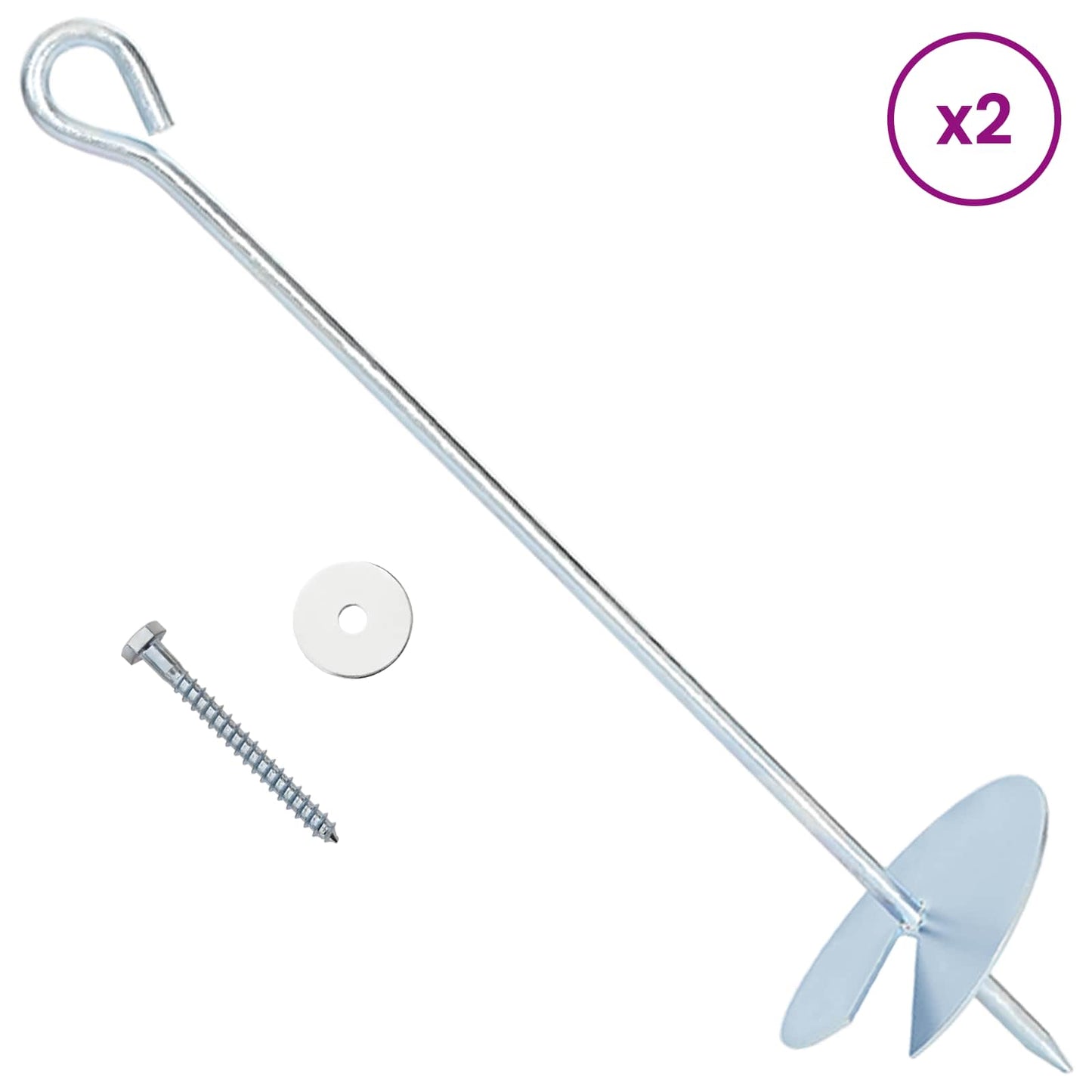Earth anchor 4 pcs Silver Ø10 x 40 cm Galvanized Metal
