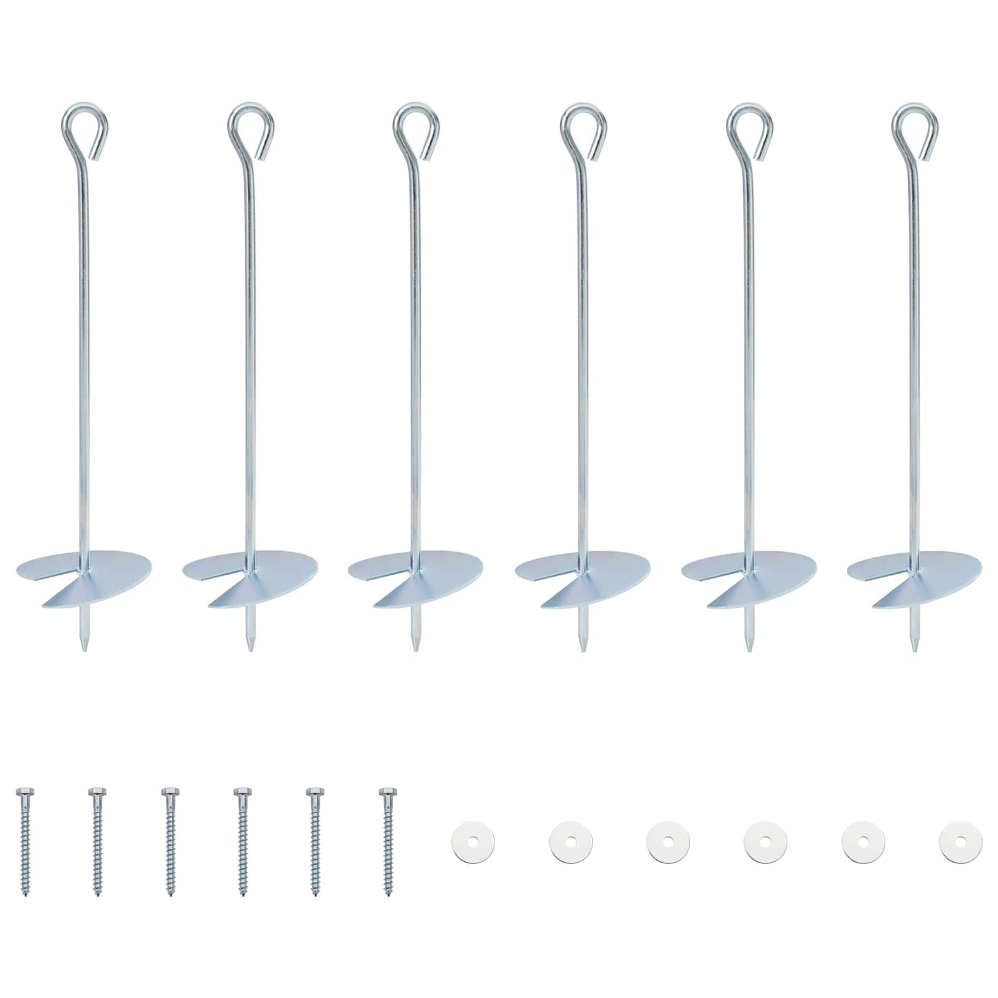 Earth anchor 6 pcs Silver Ø10 x 40 cm Galvanized Metal