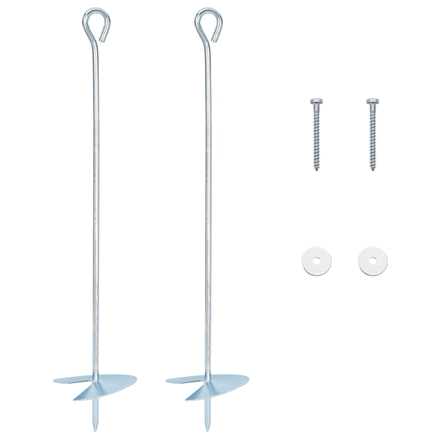 Earth anchor 2 pcs Silver Ø10 x 50 cm Galvanized Metal