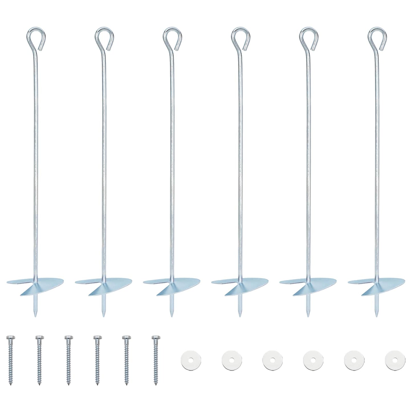 Earth anchor 6 pcs Silver Ø10 x 50 cm Galvanized Metal