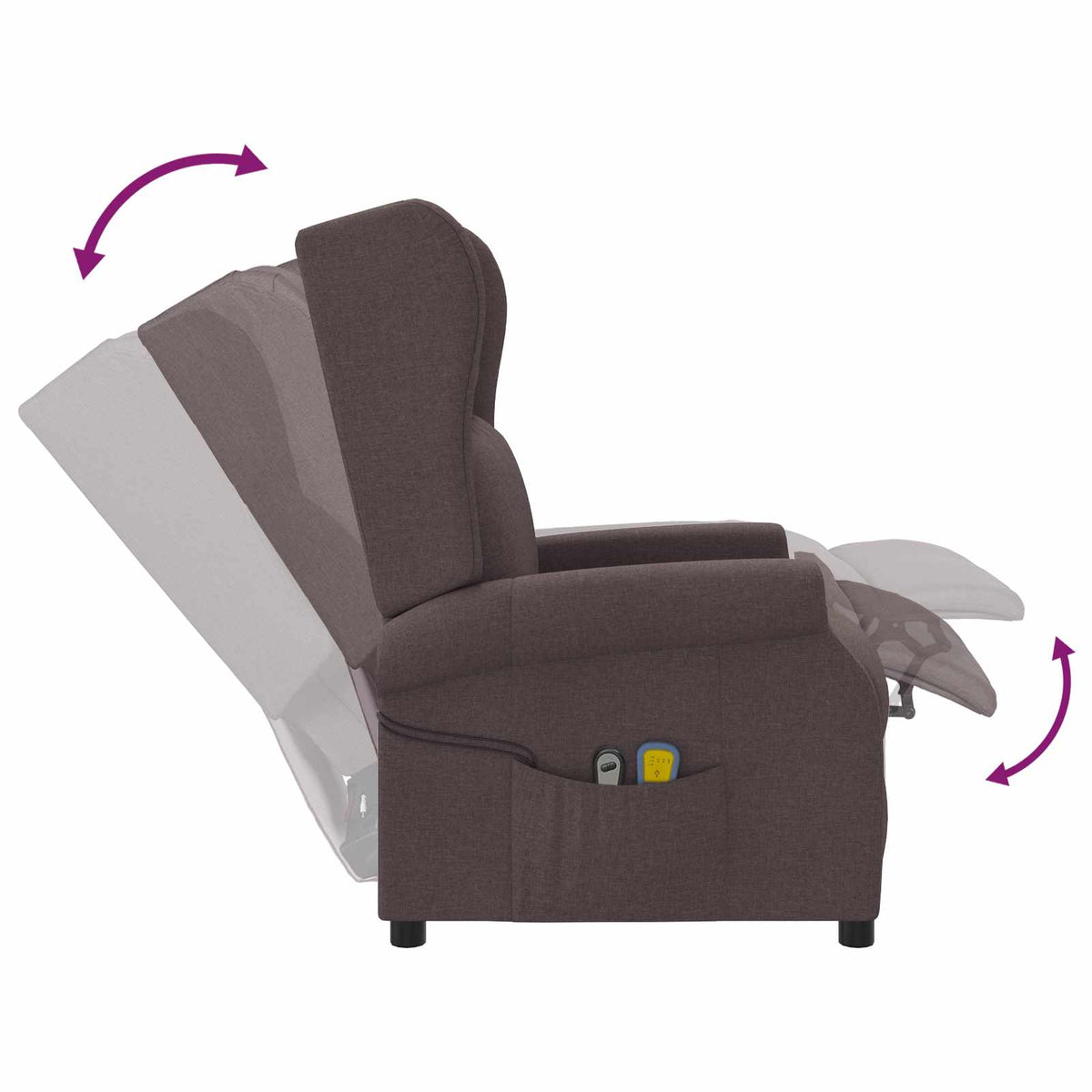 Wing Back Electric Massage Recliner Chair Dark Brown Fabric