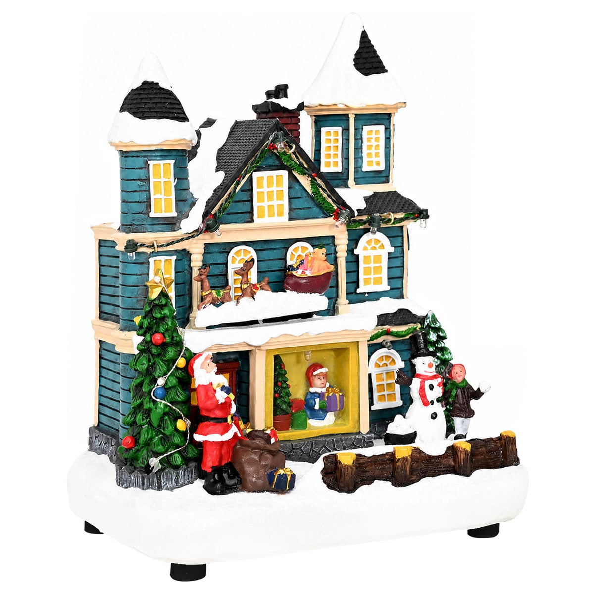 Christmas Village Scene with Sleigh SALO 19 x 13 x 24 cm Resin