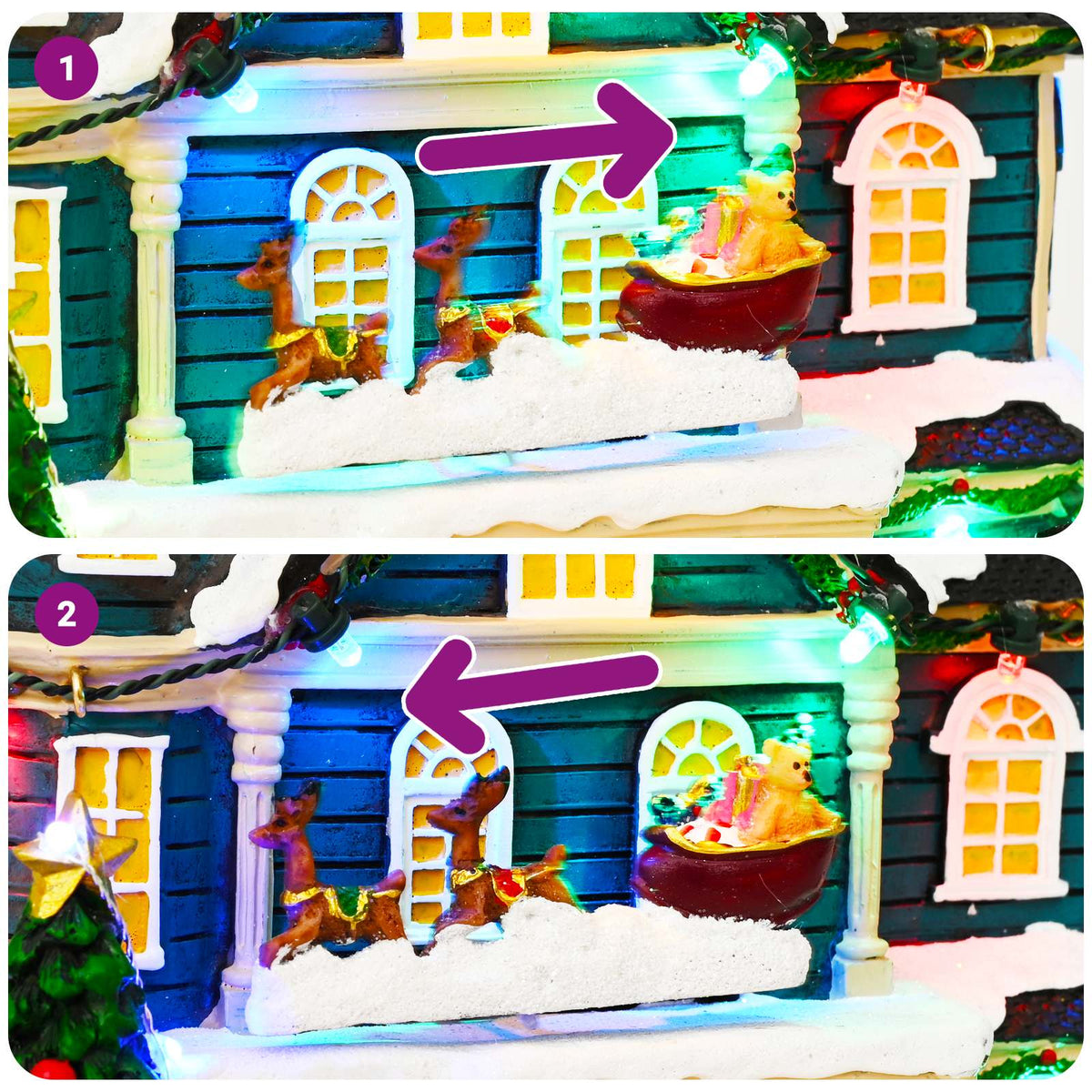 Christmas Village Scene with Sleigh SALO 19 x 13 x 24 cm Resin