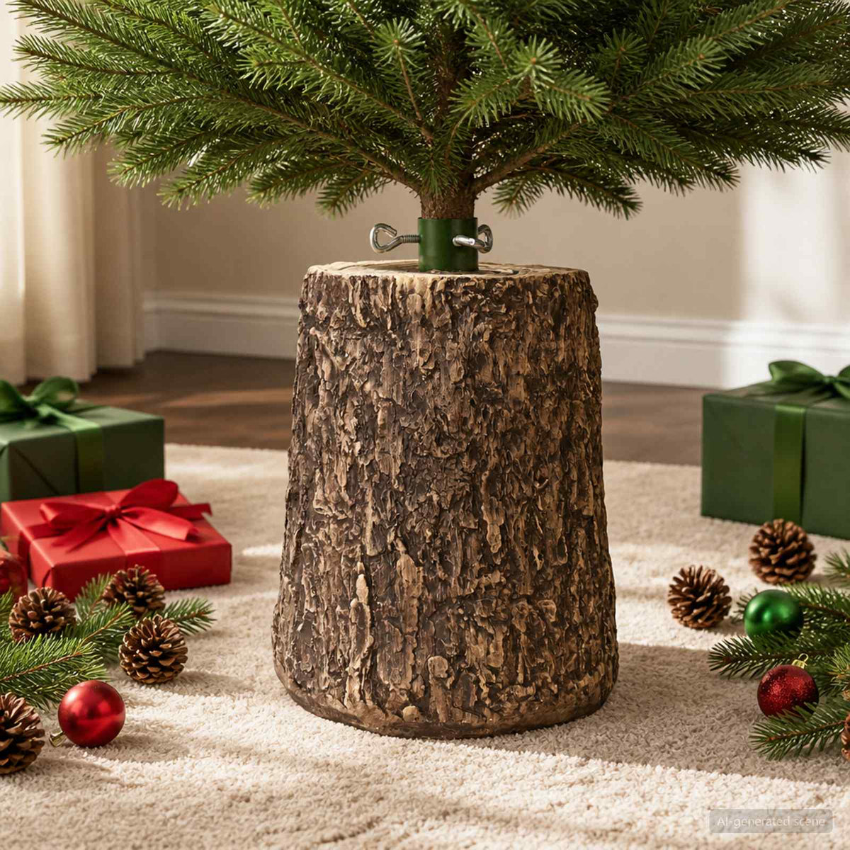 Christmas Tree Stand Trunk Shape Ø 23 x 34 cm Magnesium Oxide
