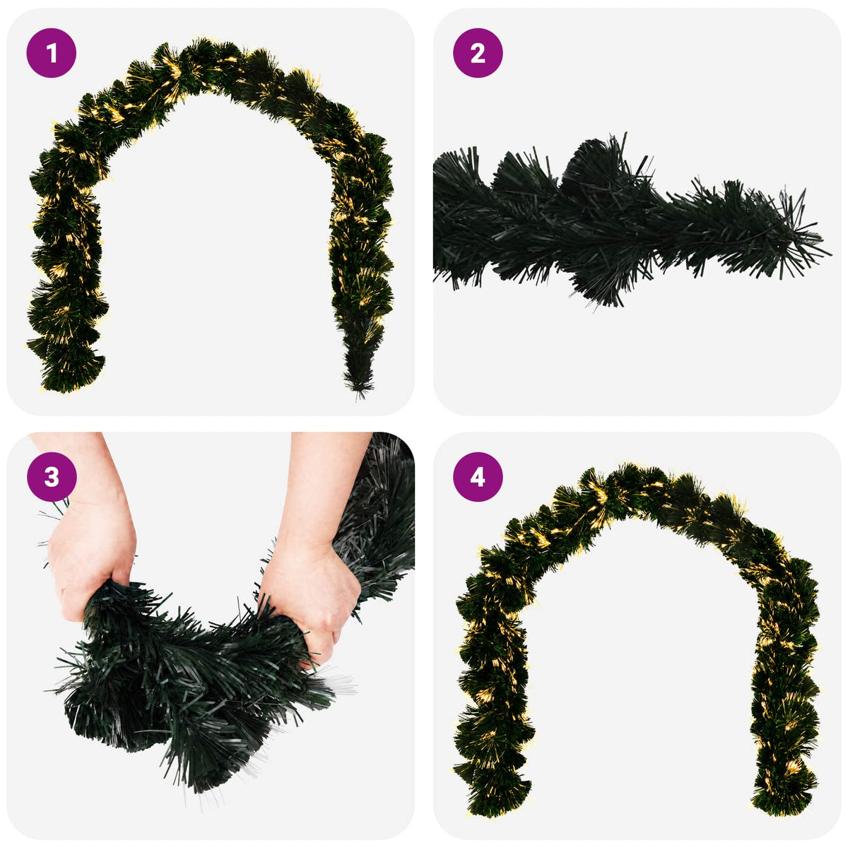 Christmas Garland 48 LEDs Warm White PVC