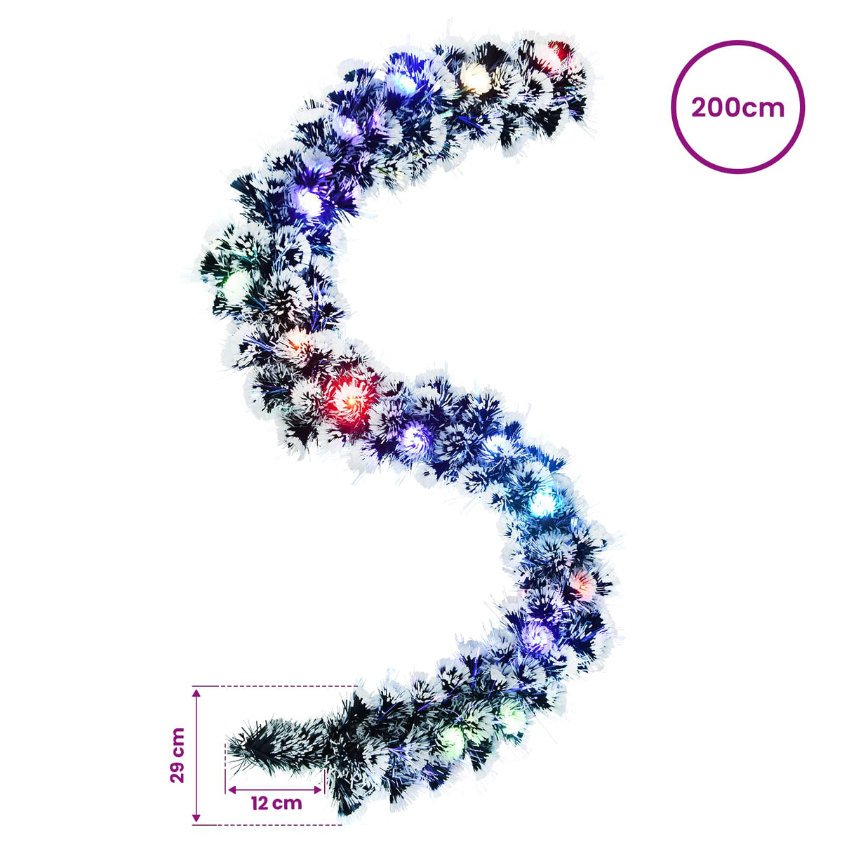 Christmas Garland 200 cm 16 LEDs Multicolour PET