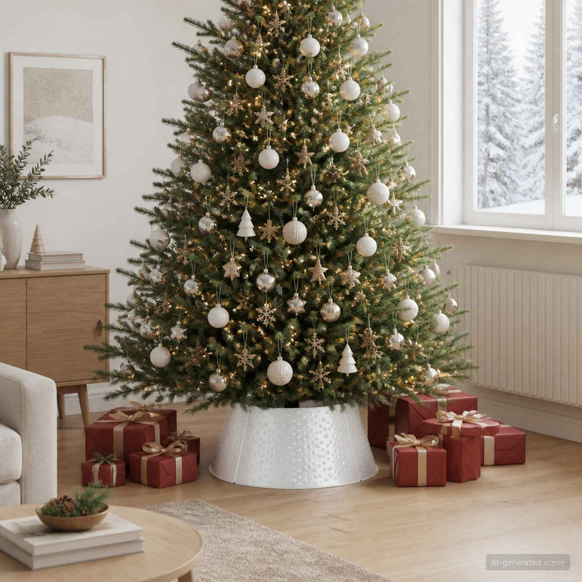 Christmas Tree Skirt Cone-shaped White Ø 62 x 25 cm Steel