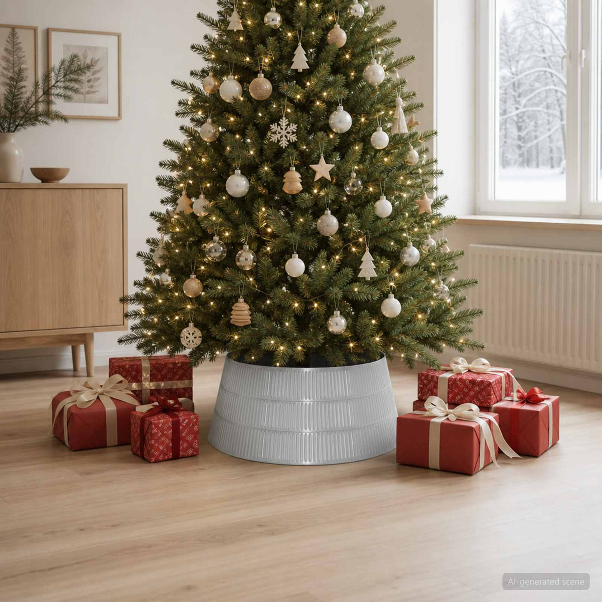 Christmas Tree Skirt Cone-shaped Silver Dia. 65 x 25.5 cm
