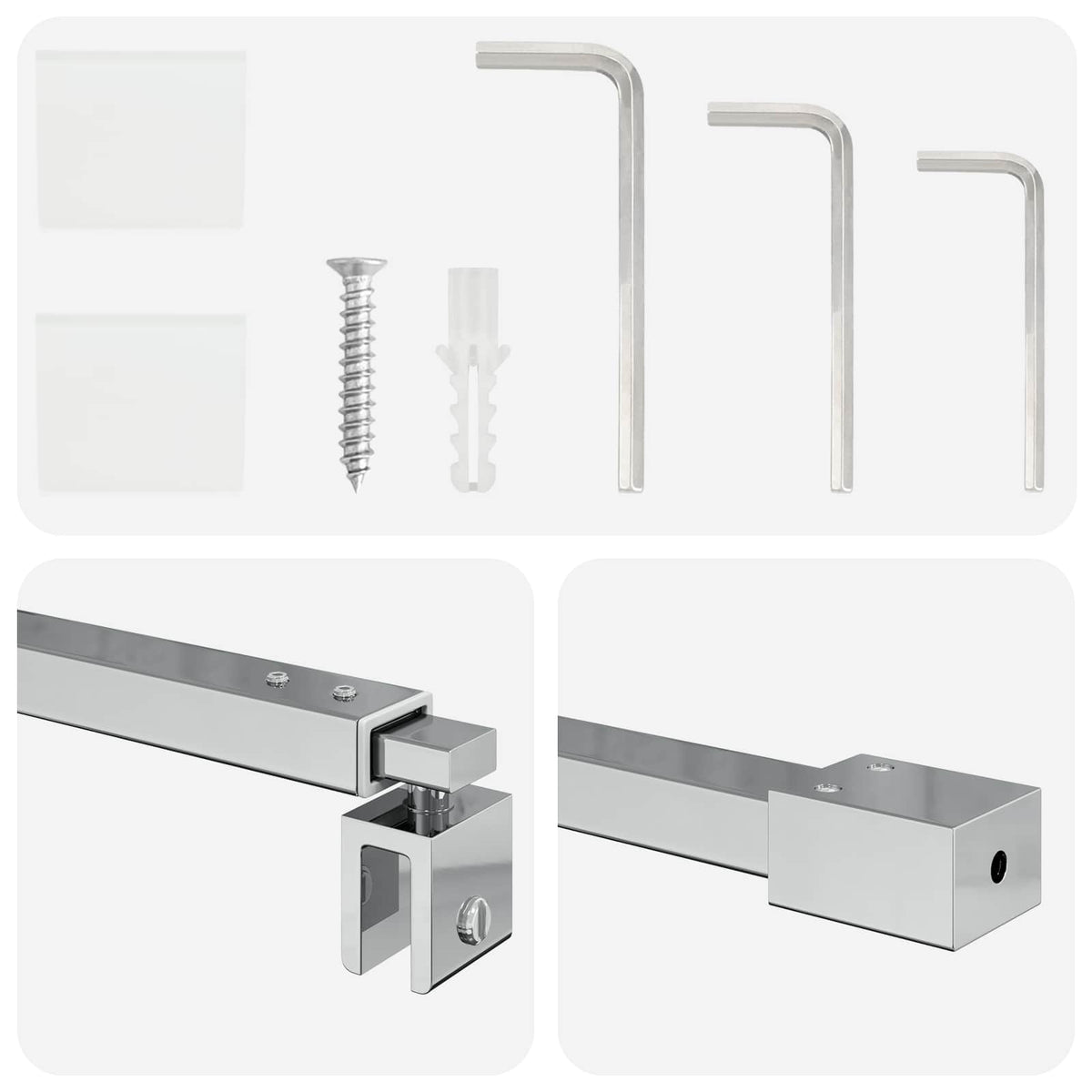 Shower Door Support Bar 70-120 cm for 6/8 mm Glass Chrome