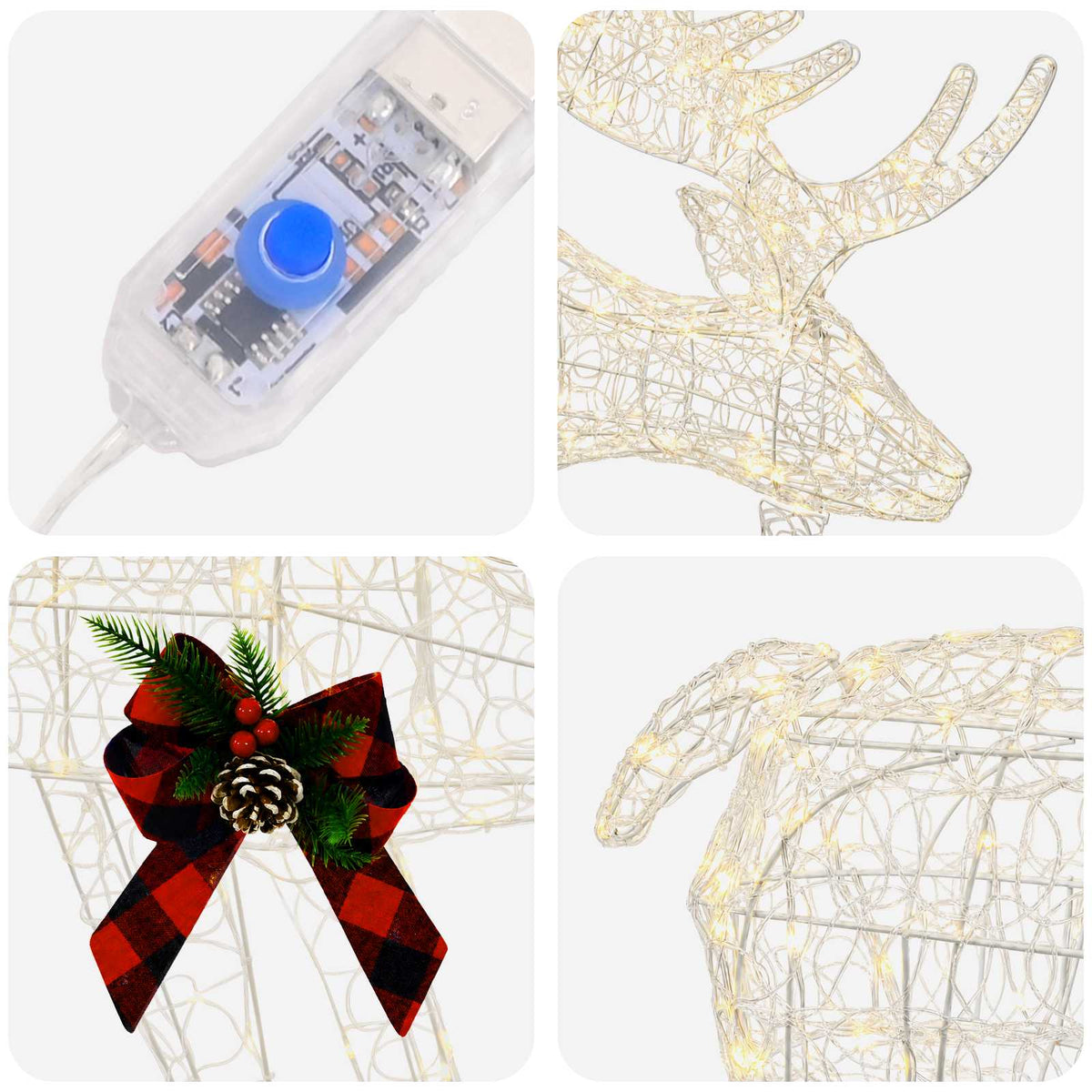 Moose Christmas Decoration 2 pcs 240 LEDs Warm White