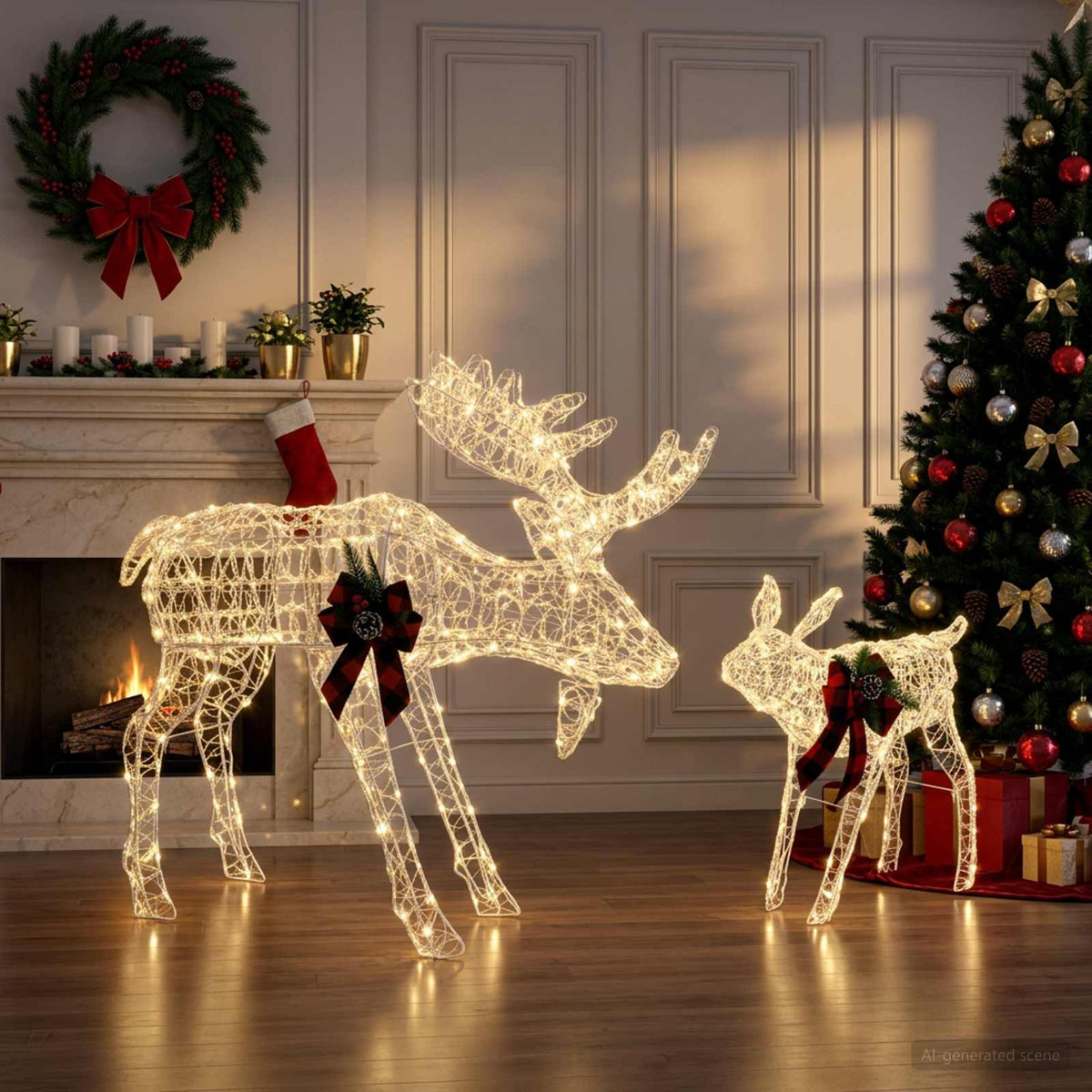 Moose Christmas Decoration 2 pcs 240 LEDs Warm White