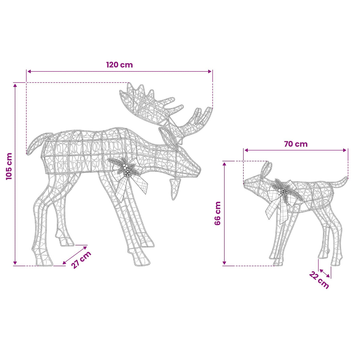 Moose Christmas Decoration 2 pcs 240 LEDs Warm White