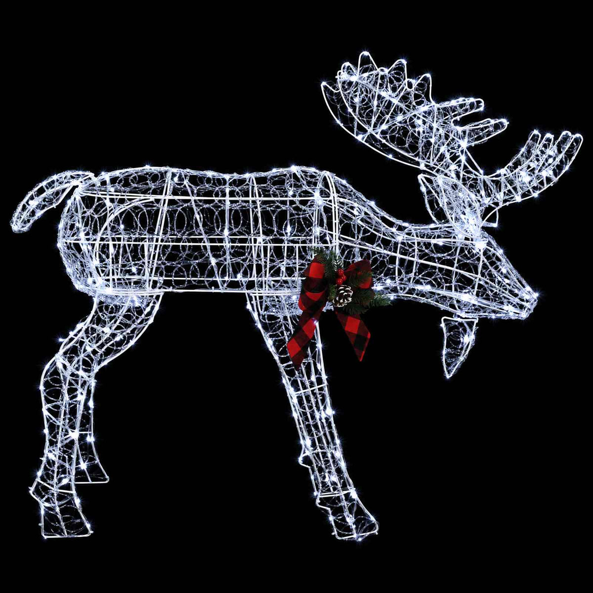 Moose Christmas Decoration White 120 x 27 x 105 cm Acrylic