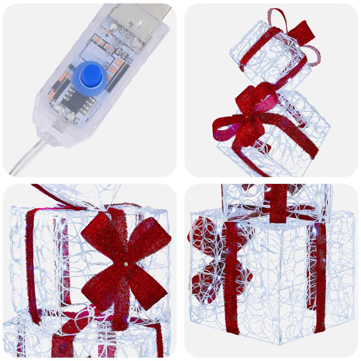 Gift Box Christmas Decoration 5 pcs 125 LEDs Cold White