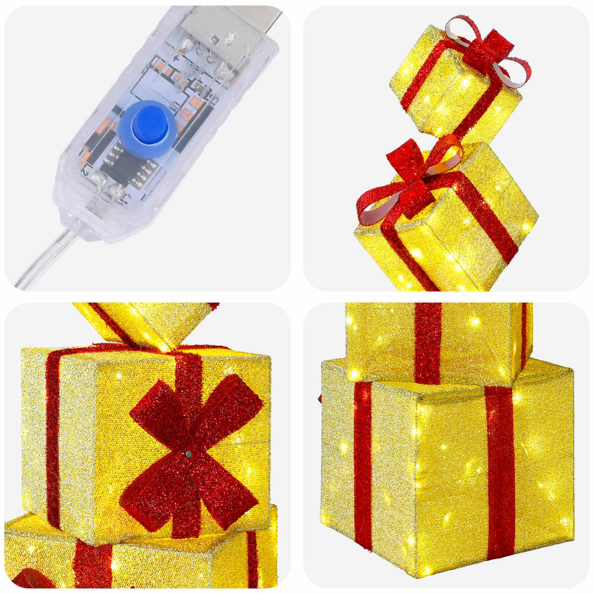 Gift Box Christmas Decoration 5 pcs 125 LEDs Warm White