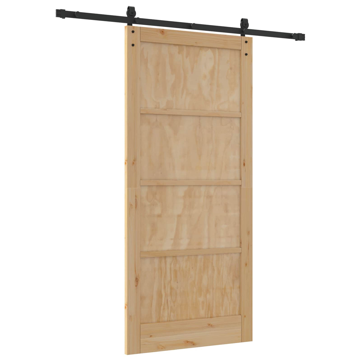 Sliding Door 93 x 202 cm Engineered Wood Natural and Black