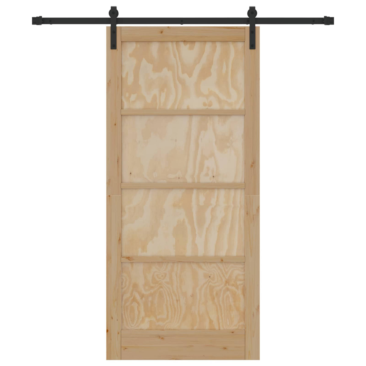 Sliding Door 93 x 202 cm Engineered Wood Natural and Black