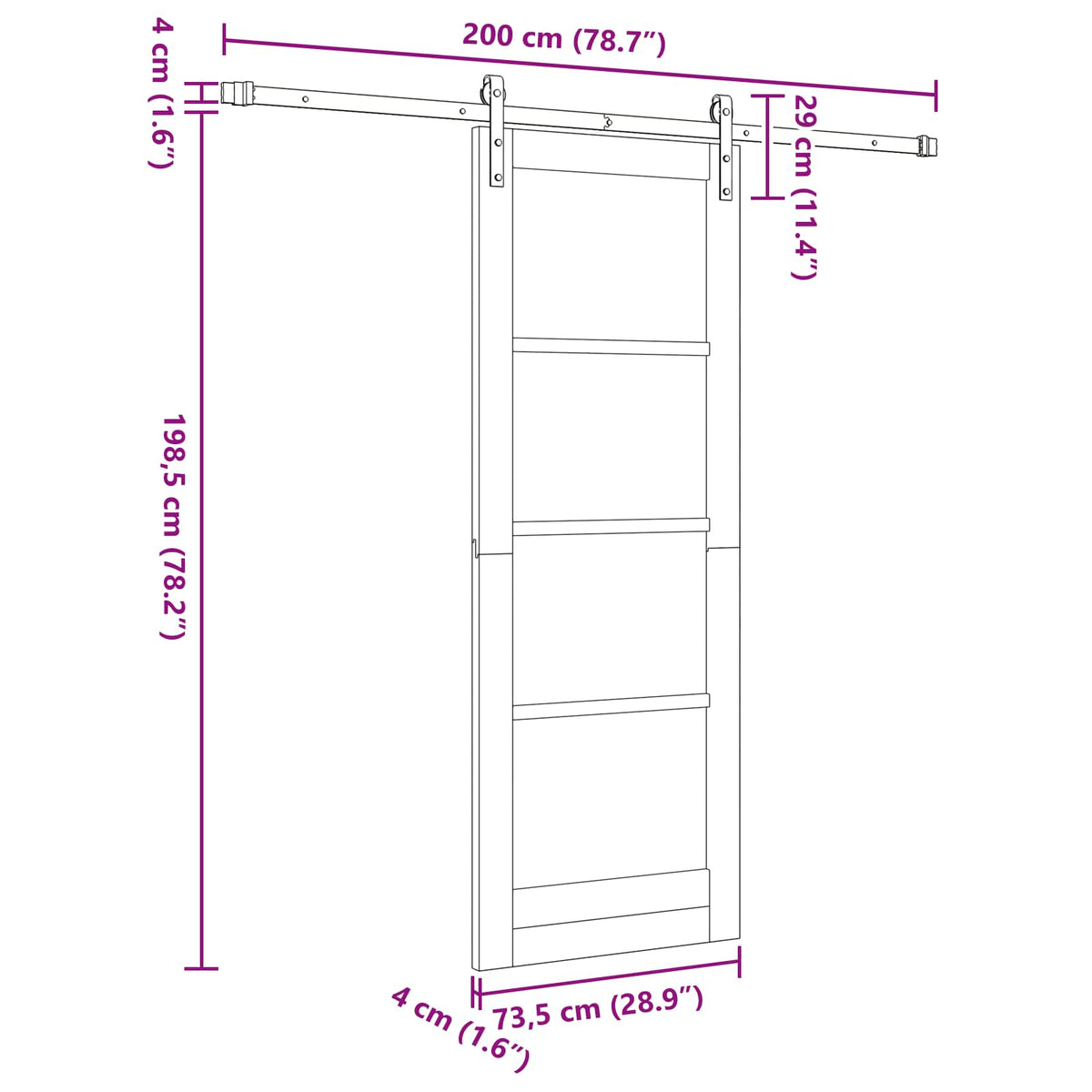Sliding Door 73.5 x 198.5 cm Engineered Wood White and Black