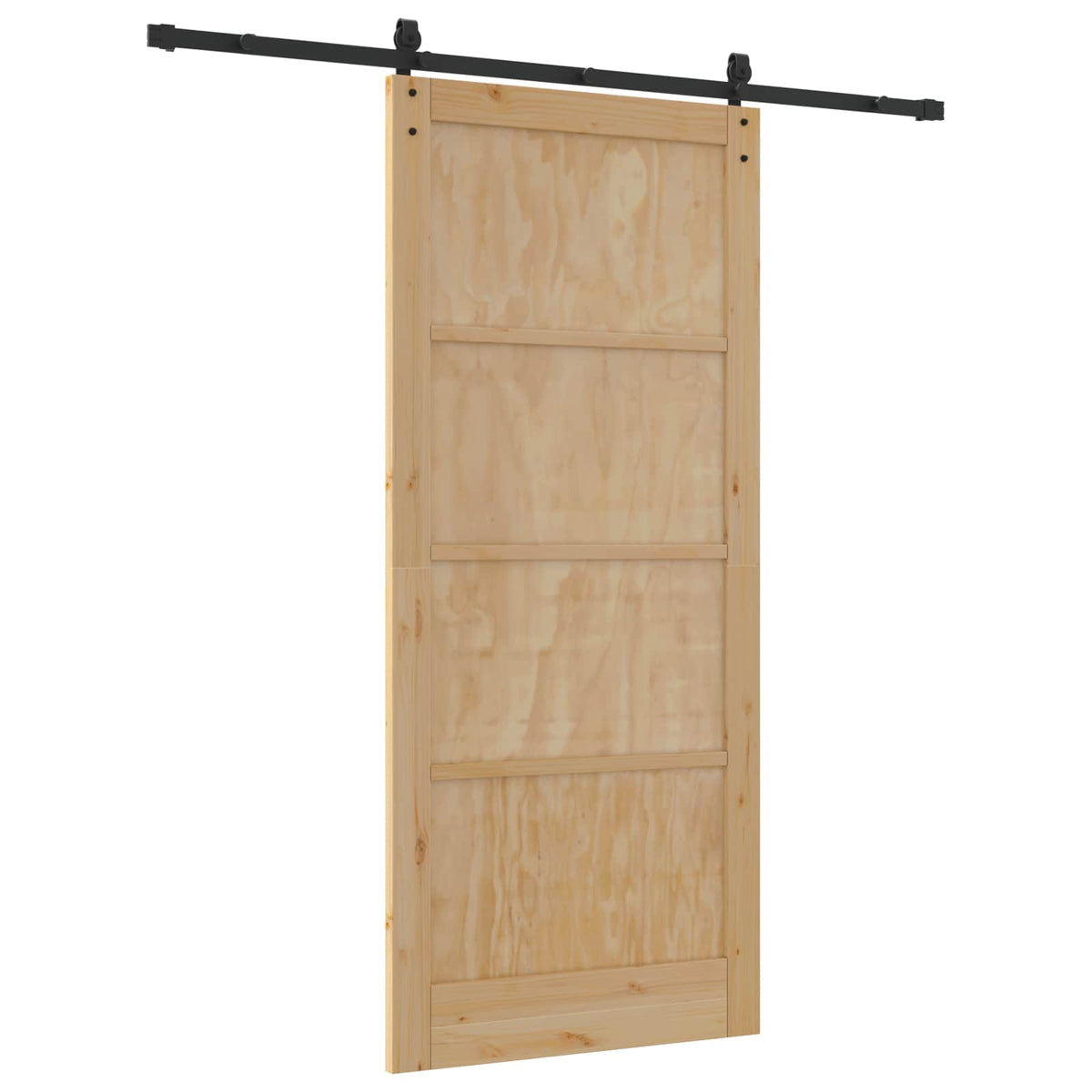 Sliding Door 93 x 211 cm Engineered Wood Natural and Black