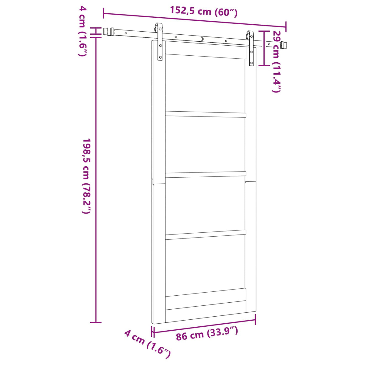 Sliding Door 86 x 198.5 cm Engineered Wood White and Black