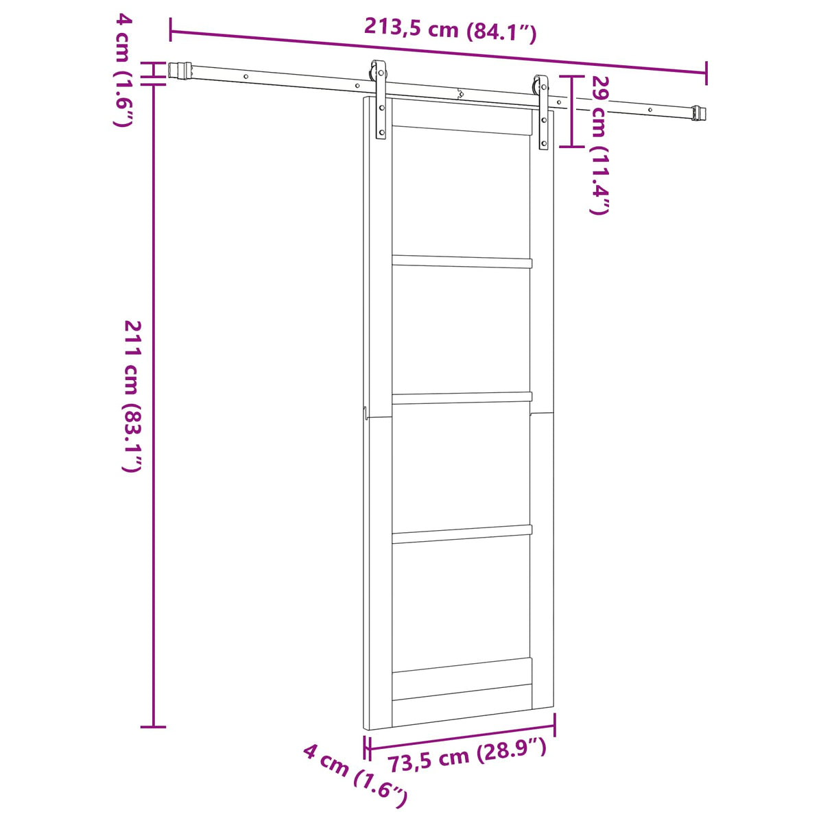 Sliding Door 73.5 x 211 cm Engineered Wood White and Black