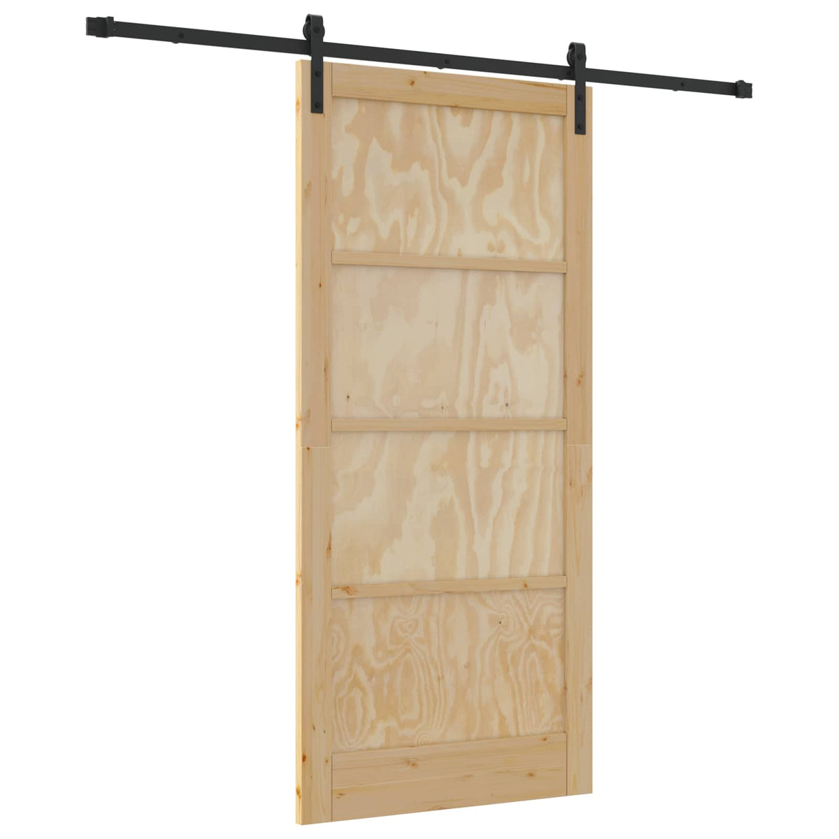 Sliding Door 93 x 202 cm Engineered Wood Natural and Black