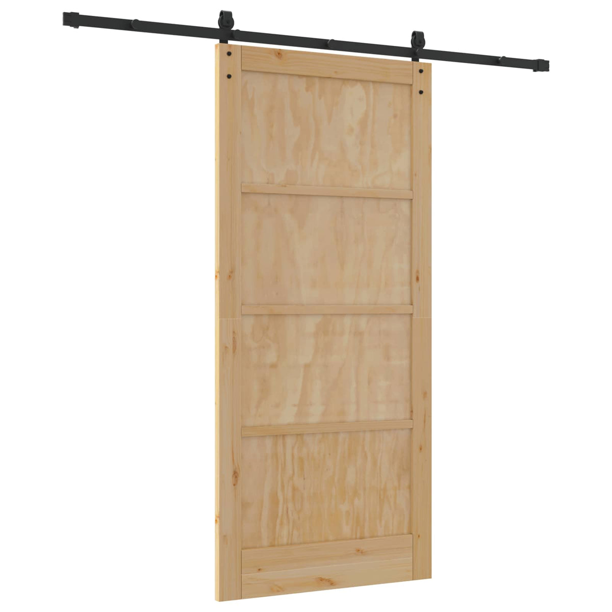 Sliding Door 93 x 202 cm Engineered Wood Natural and Black