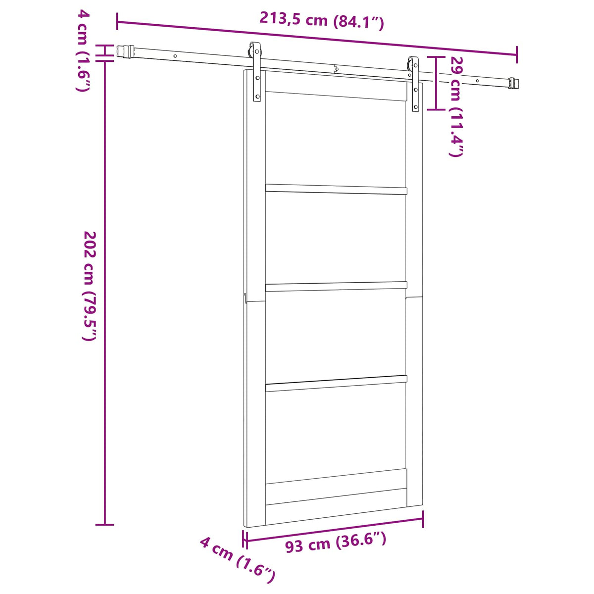 Sliding Door 93 x 202 cm Engineered Wood Natural and Black