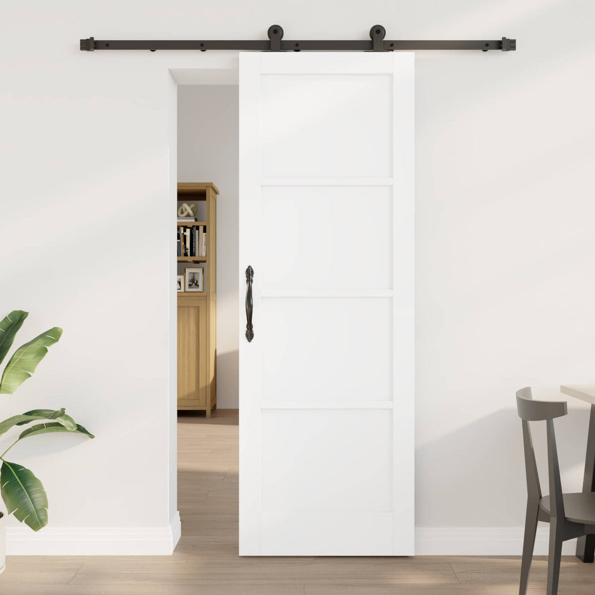 Sliding Door 73.5 x 211 cm Engineered Wood White and Black