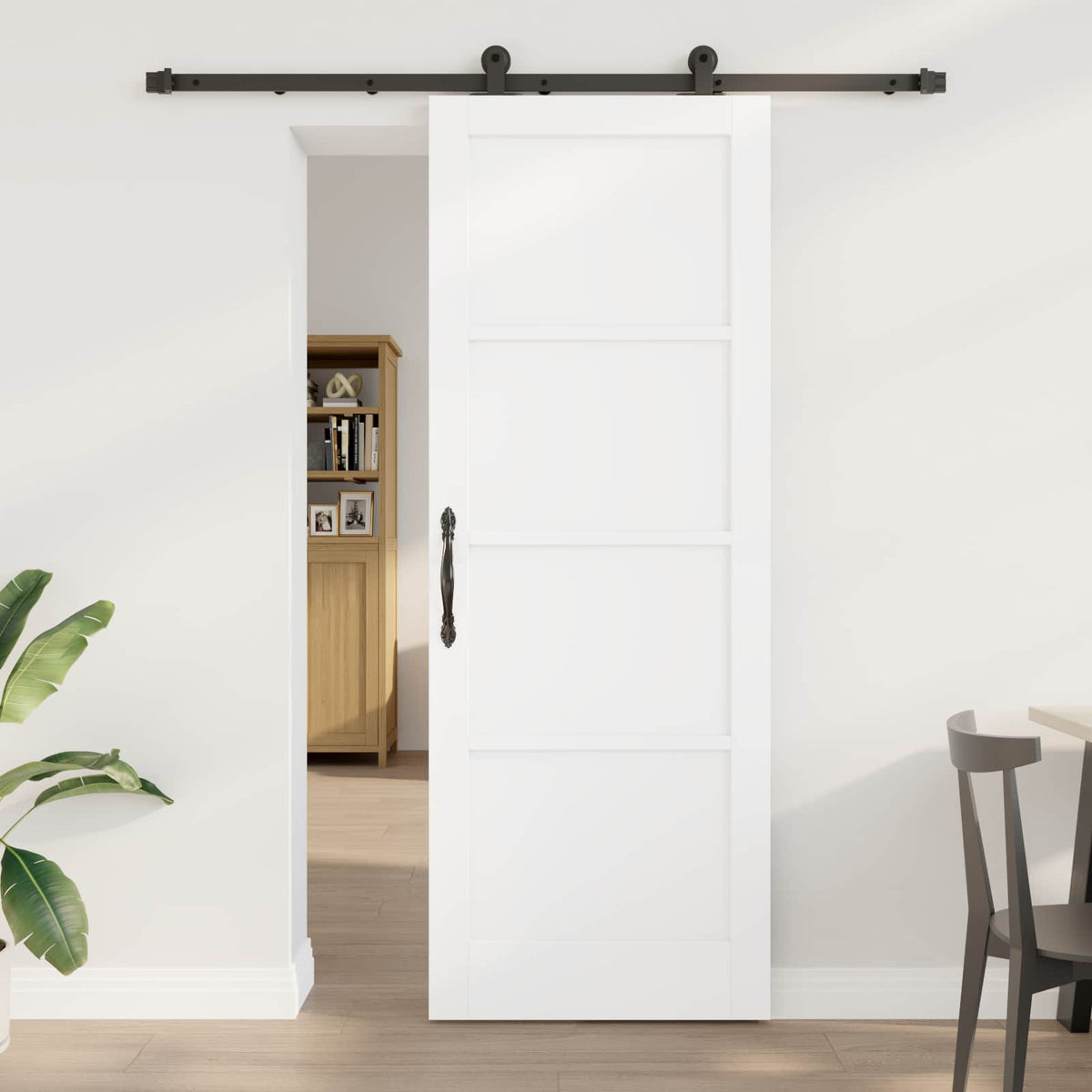 Sliding Door 78 x 211 cm Engineered Wood White and Black