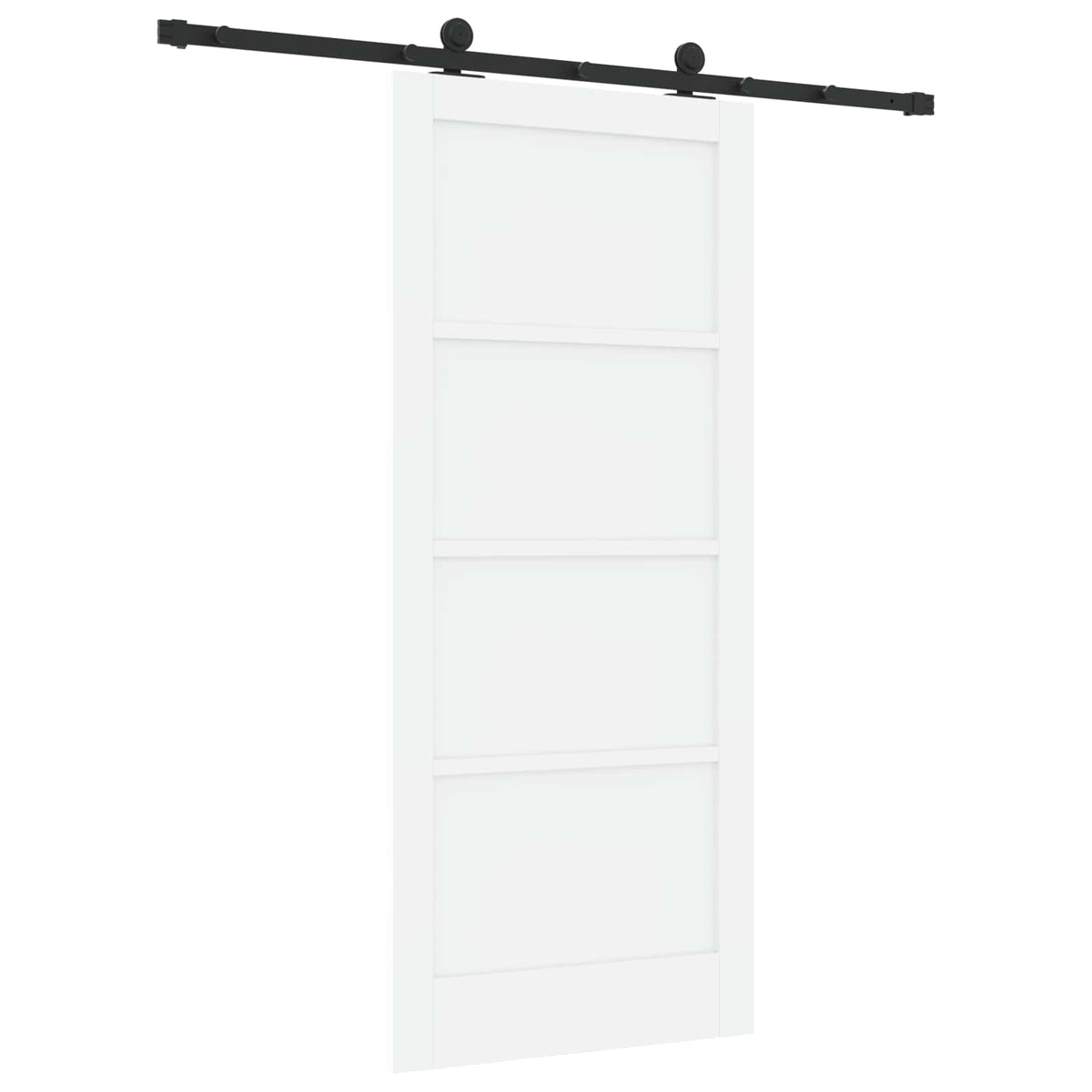 Sliding Door 86 x 198.5 cm Engineered Wood White and Black
