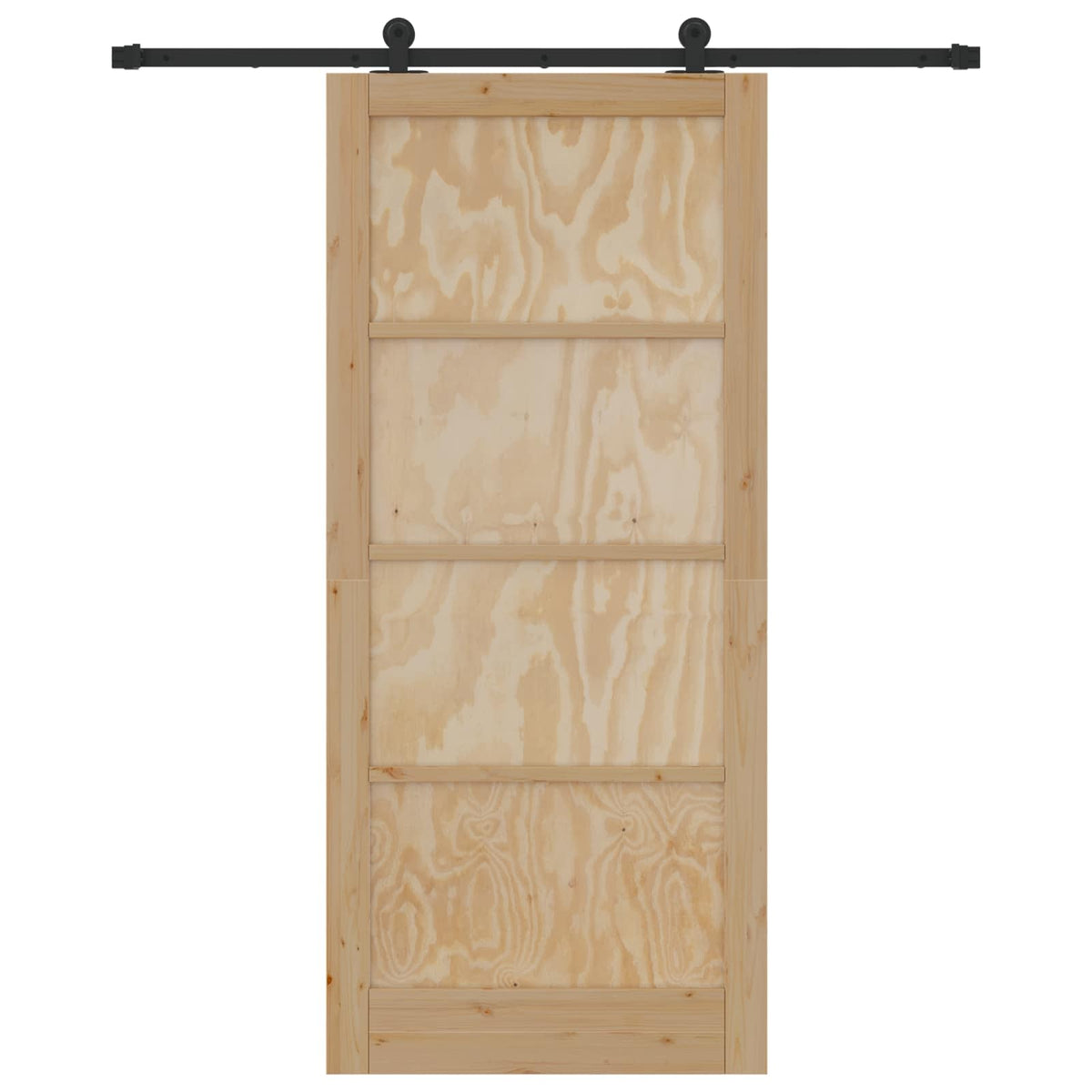 Sliding Door 93 x 211 cm Engineered Wood Natural and Black