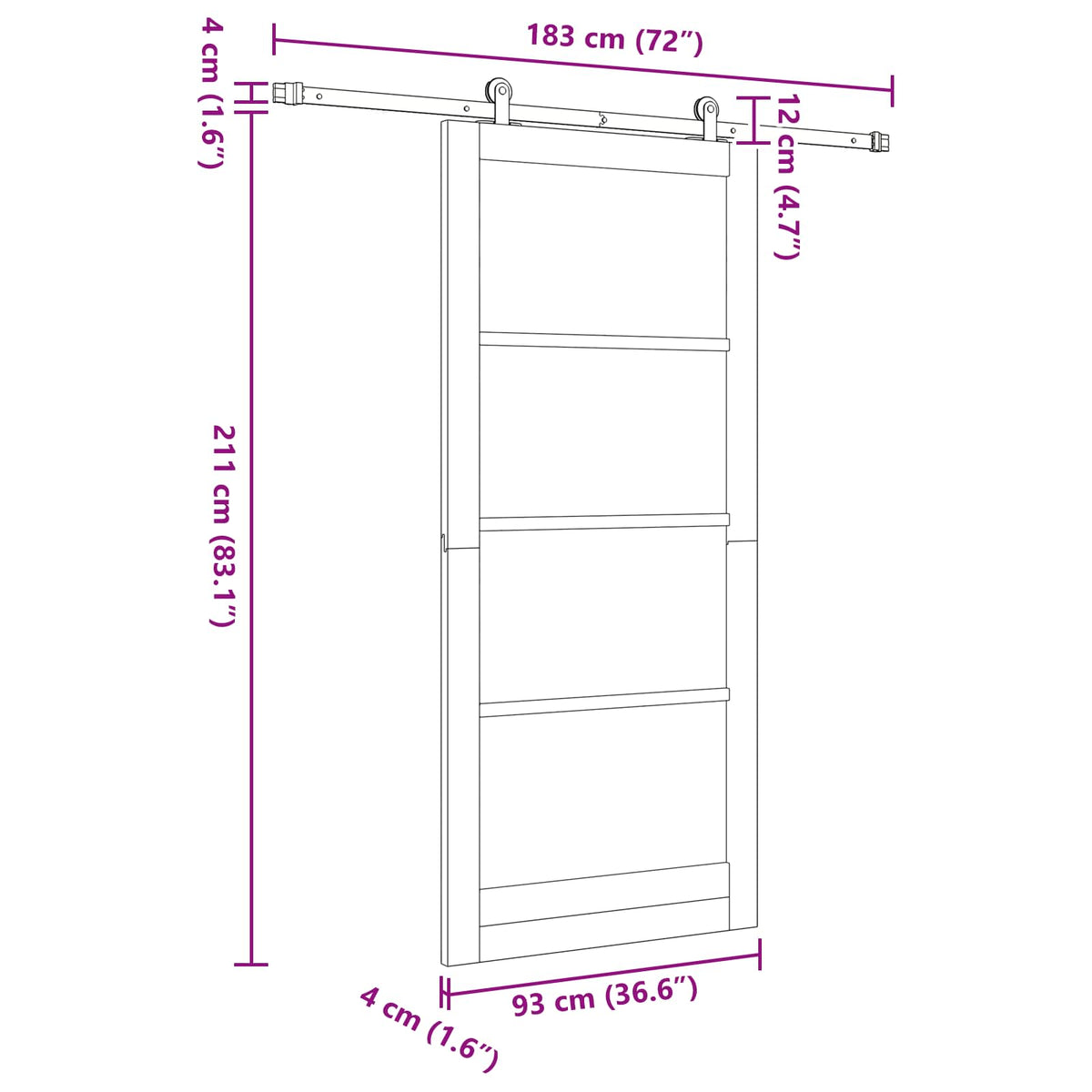 Sliding Door 93 x 211 cm Engineered Wood Natural and Black