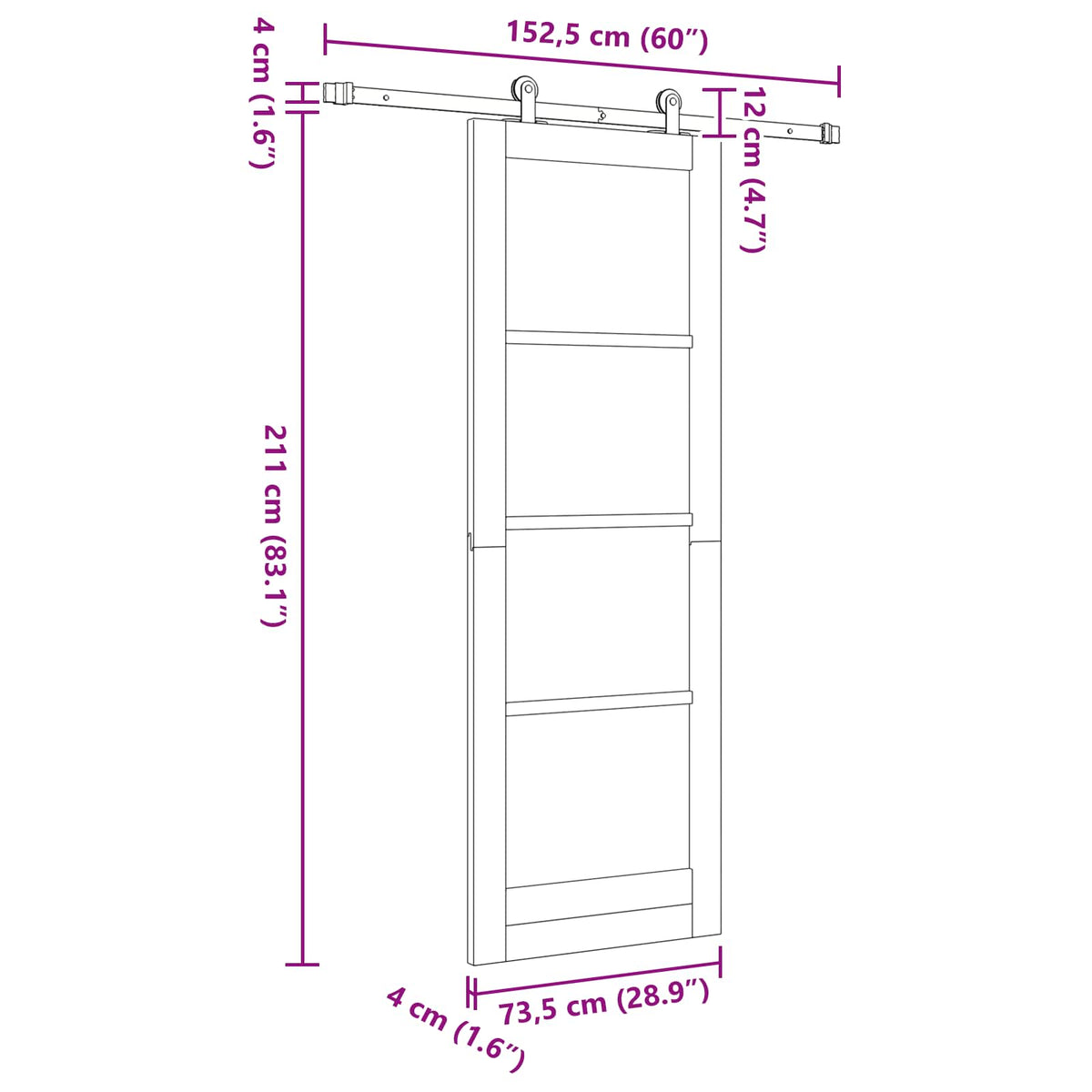 Sliding Door ORKDAL 73.5 x 211 cm Engineered Wood