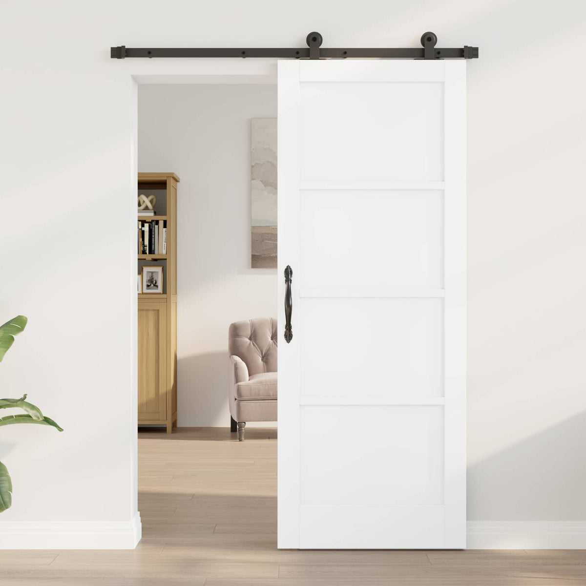 Sliding Door ORKDAL 78 x 202 cm Engineered Wood White and Black