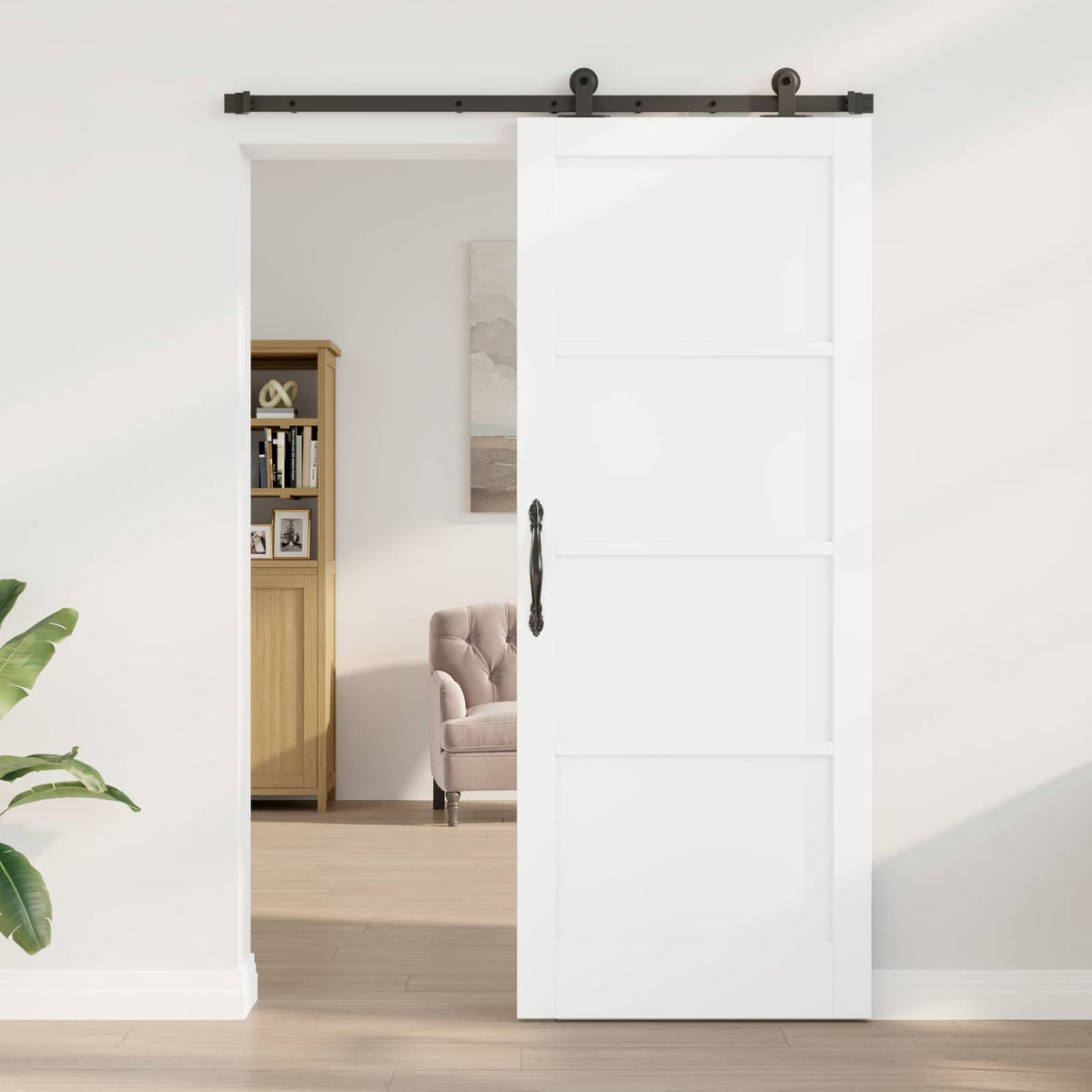 Sliding Door ORKDAL 83 x 211 cm Engineered Wood White and Black