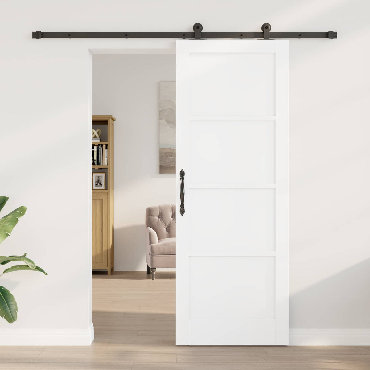 Sliding Door ORKDAL 78 x 211 cm Engineered Wood White and Black