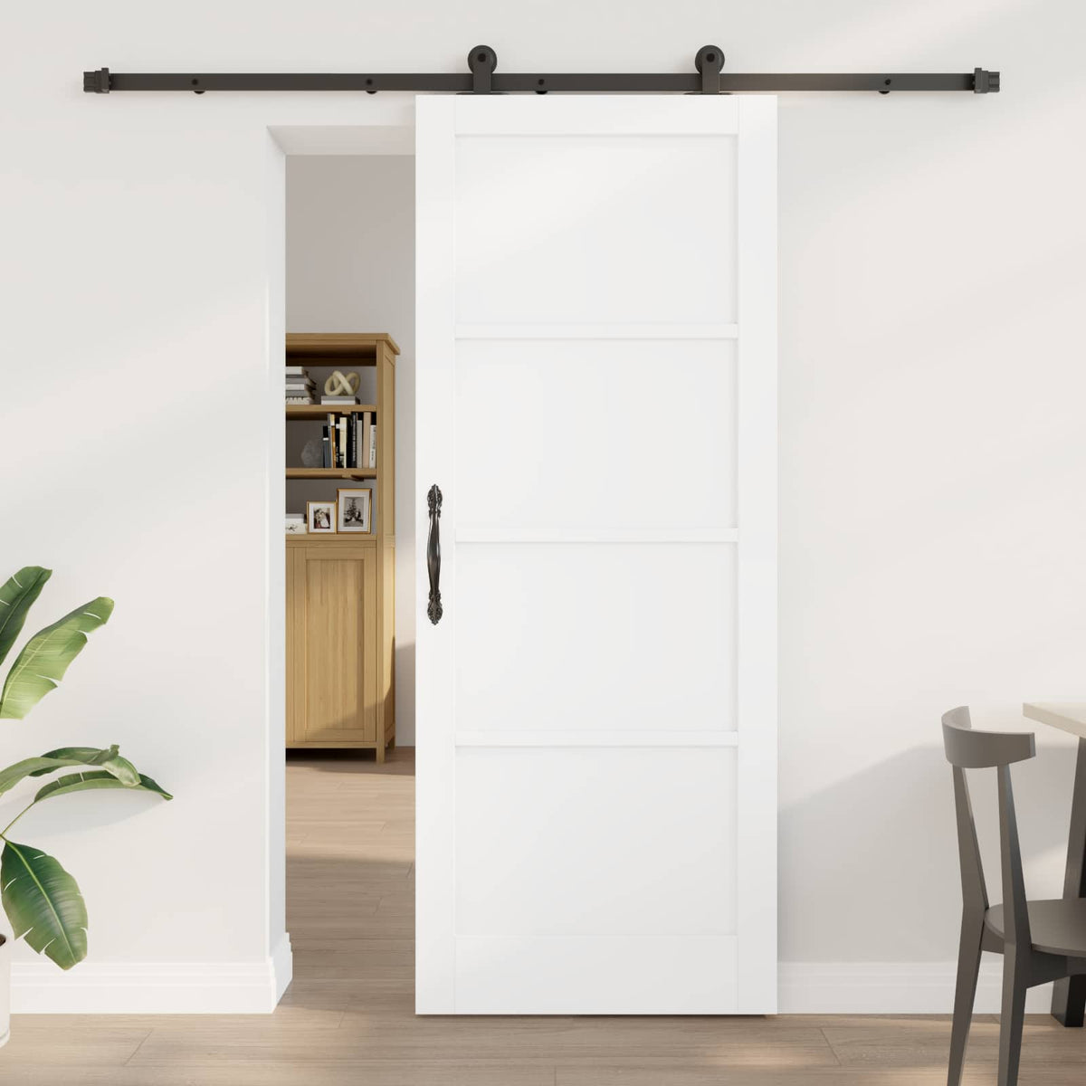 Sliding Door ORKDAL 83 x 211 cm Engineered Wood White and Black