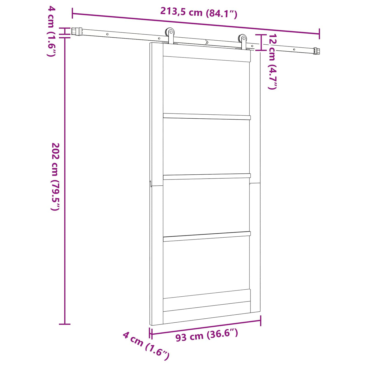 Sliding Door ORKDAL 93 x 202 cm Engineered Wood