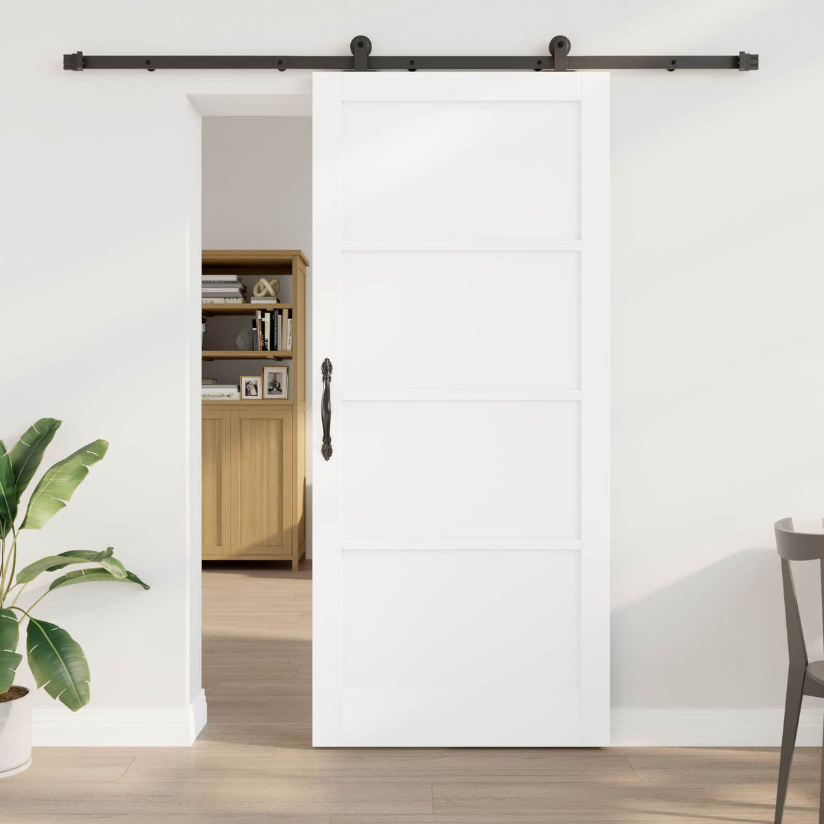 Sliding Door ORKDAL 93 x 211 cm Engineered Wood White and Black