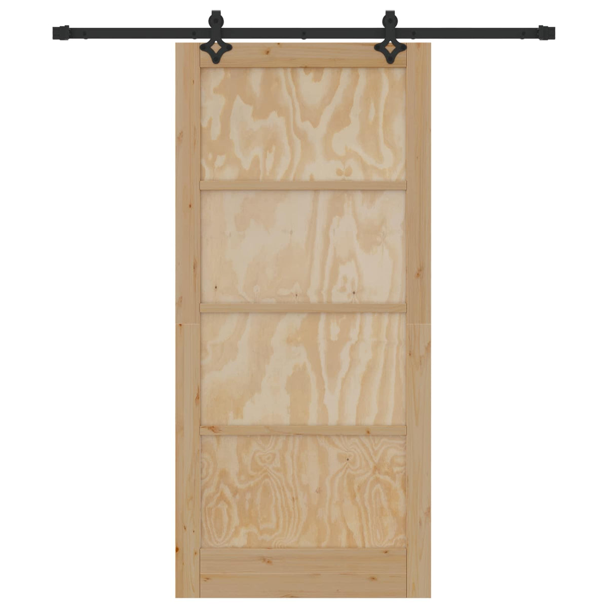 Sliding Door 93 x 202 cm Engineered Wood Natural and Black