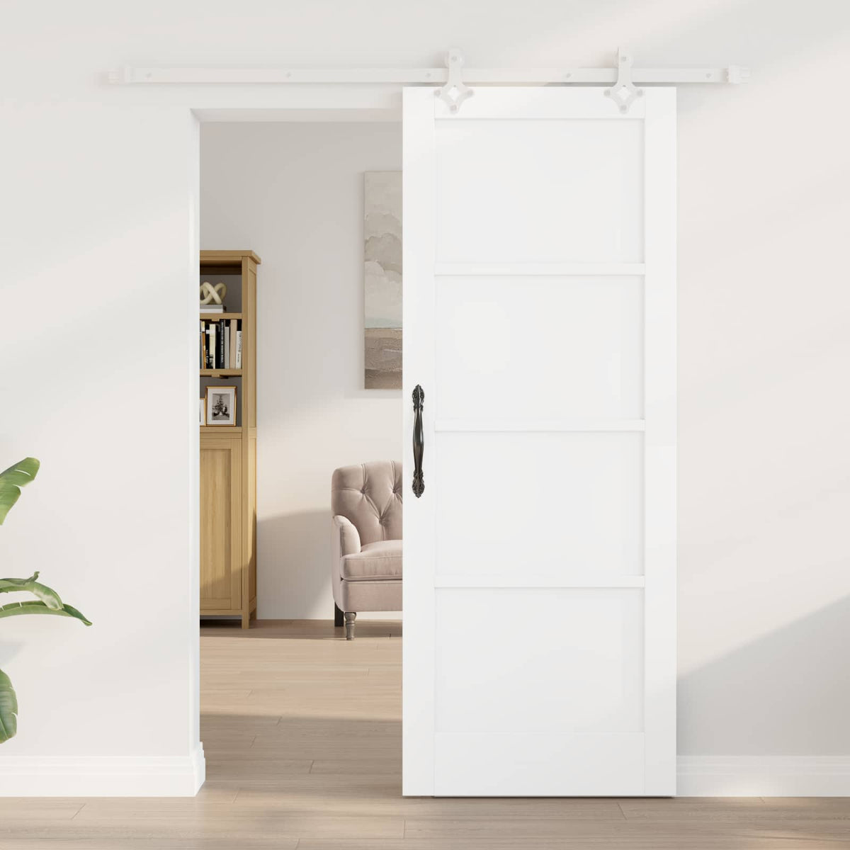 Sliding Door 78 x 202 cm Engineered Wood White