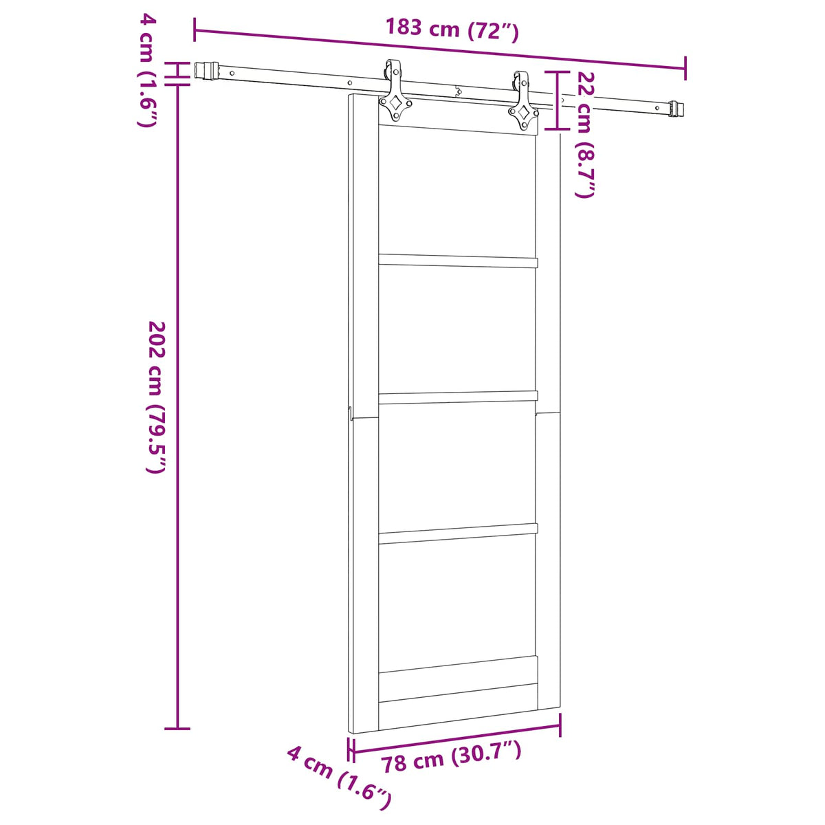 Sliding Door 78 x 202 cm Engineered Wood White