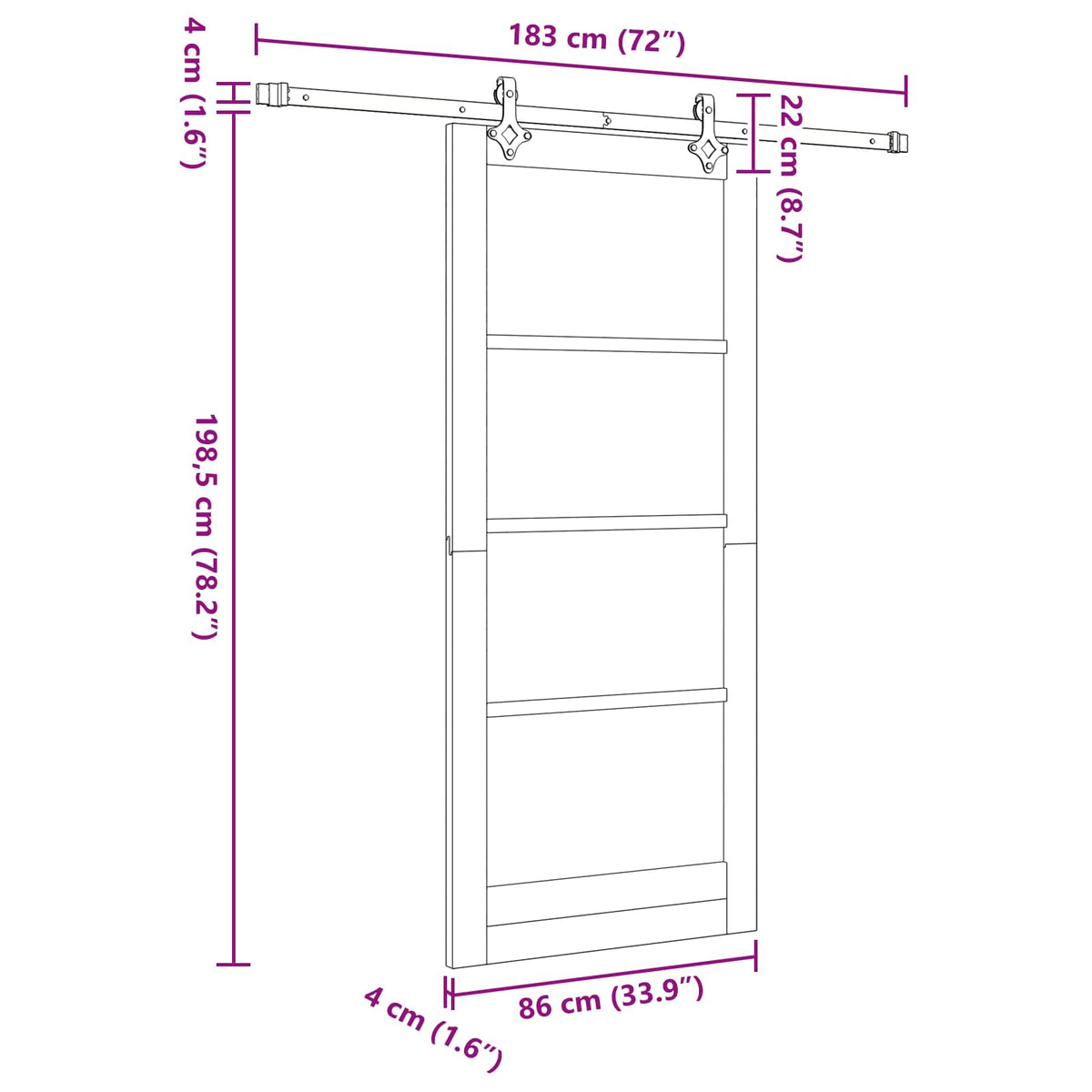 Sliding Door 86 x 198.5 cm Engineered Wood White
