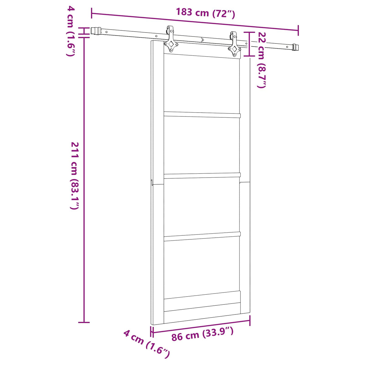 Sliding Door 86 x 211 cm Engineered Wood White