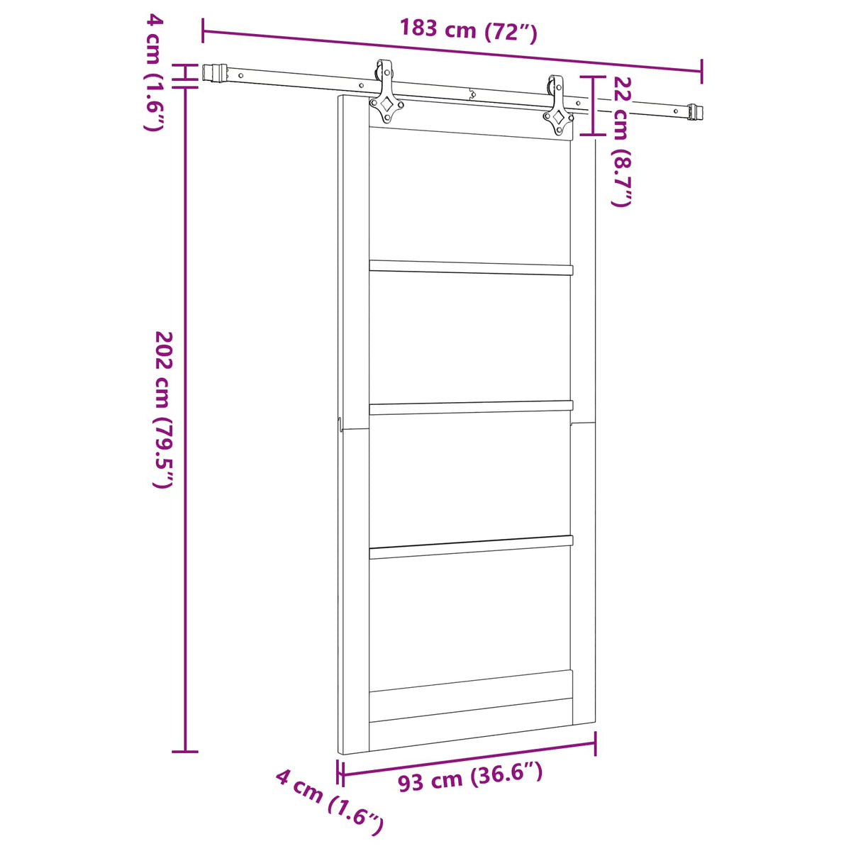 Sliding Door 93 x 202 cm Engineered Wood White