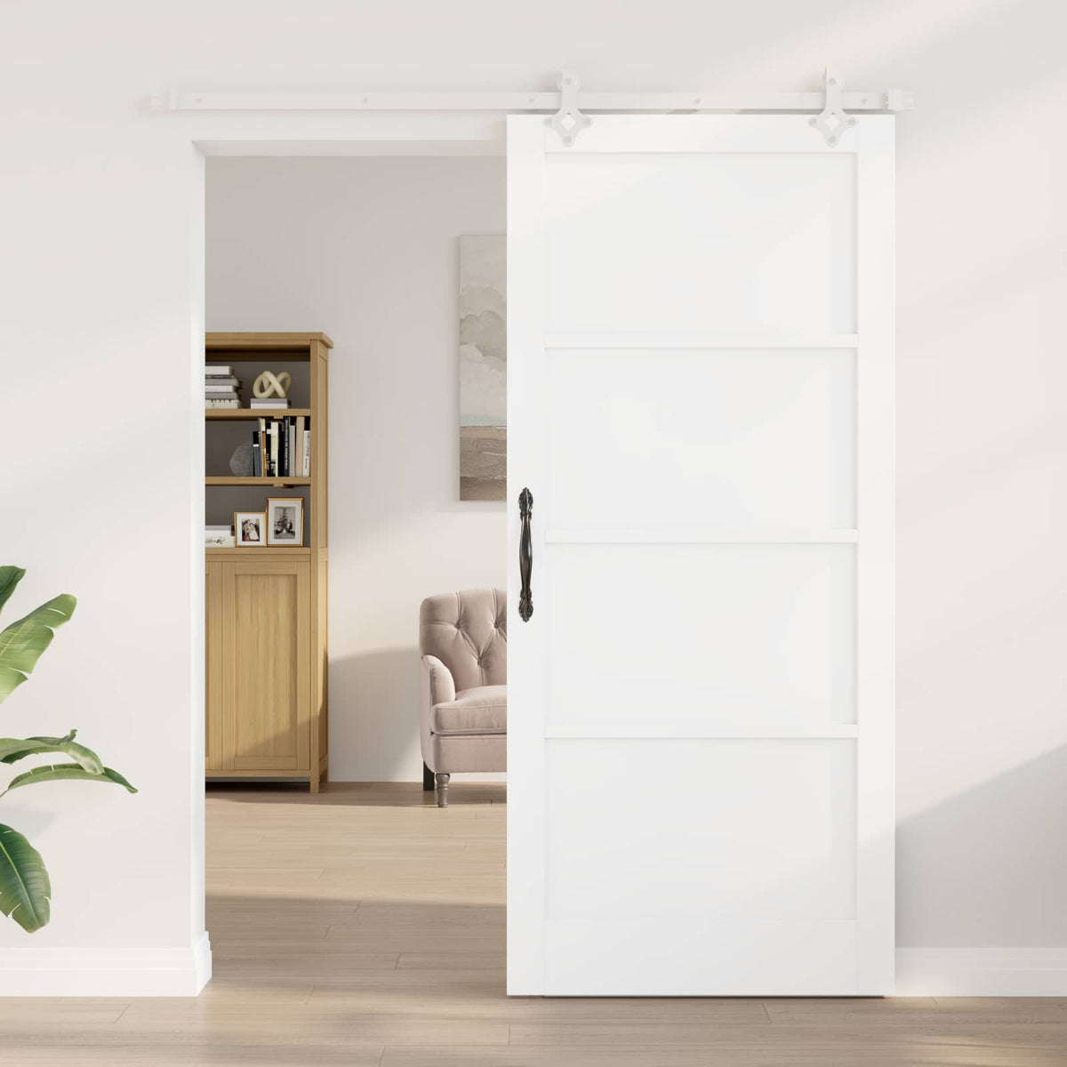 Sliding Door 93 x 211 cm Engineered Wood White